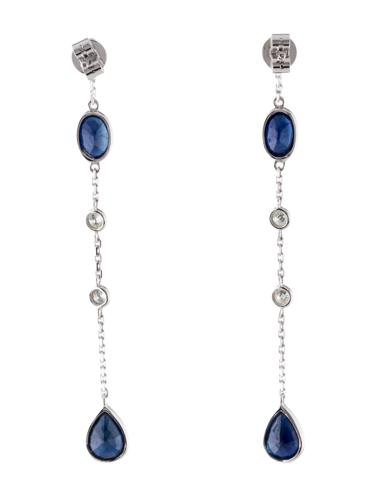 Earrings 14K 2.25ctw Sapphire & Diamond Drop Earrings