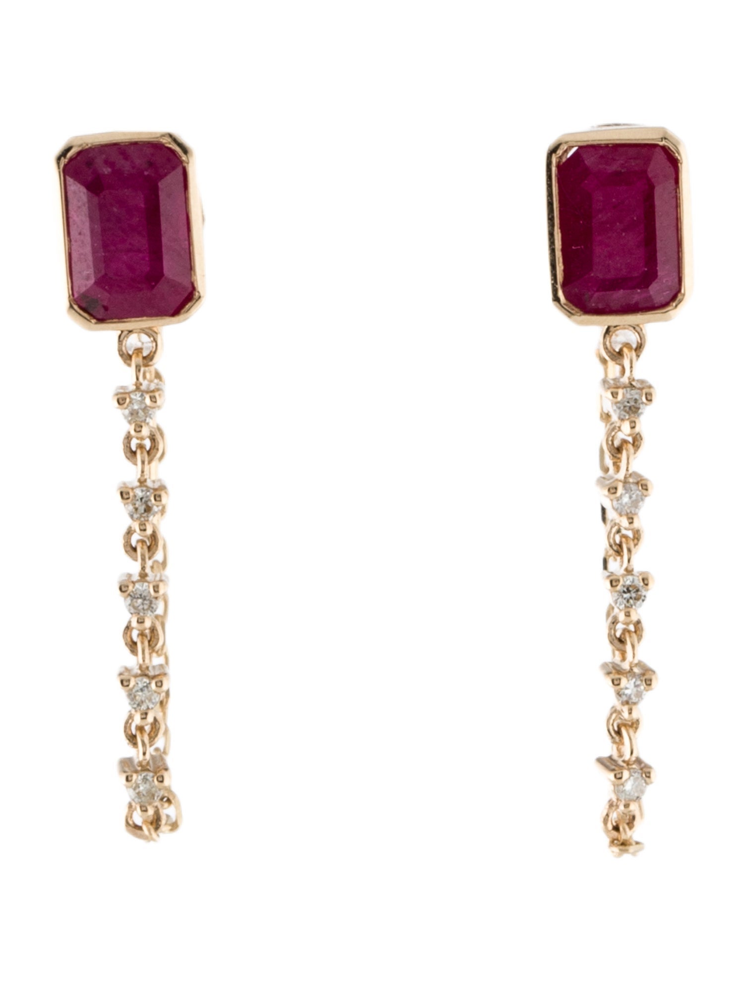 Earrings 14K Ruby & Diamond Drop Earrings