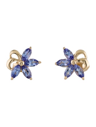 Earrings 14K 2.76ctw Tanzanite Floral Stud Earrings