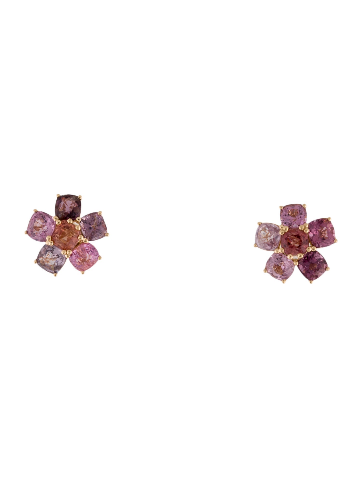 Earrings 18K Spinel Floral Stud Earrings