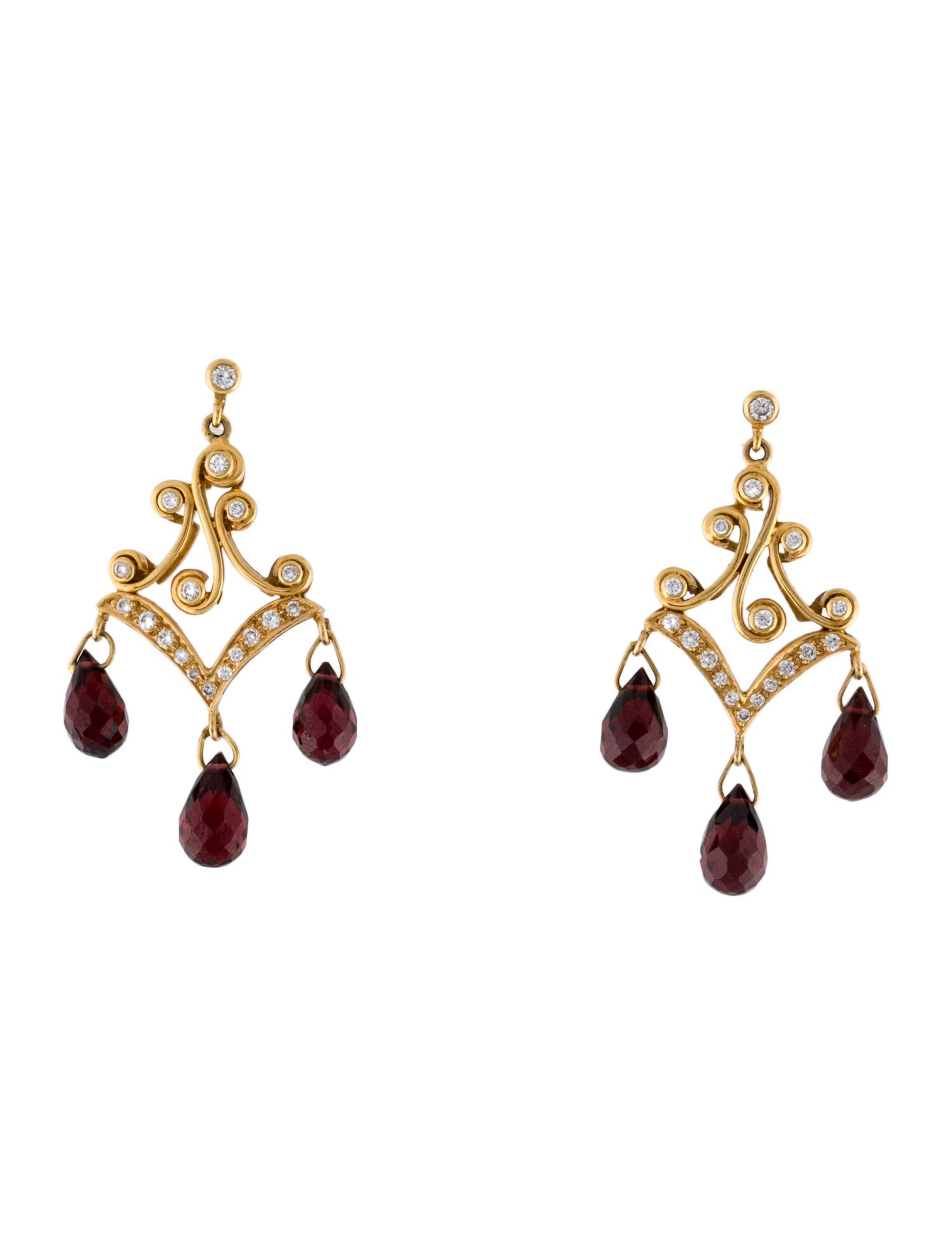 Earrings 18K Garnet & Diamond Drop Earrings