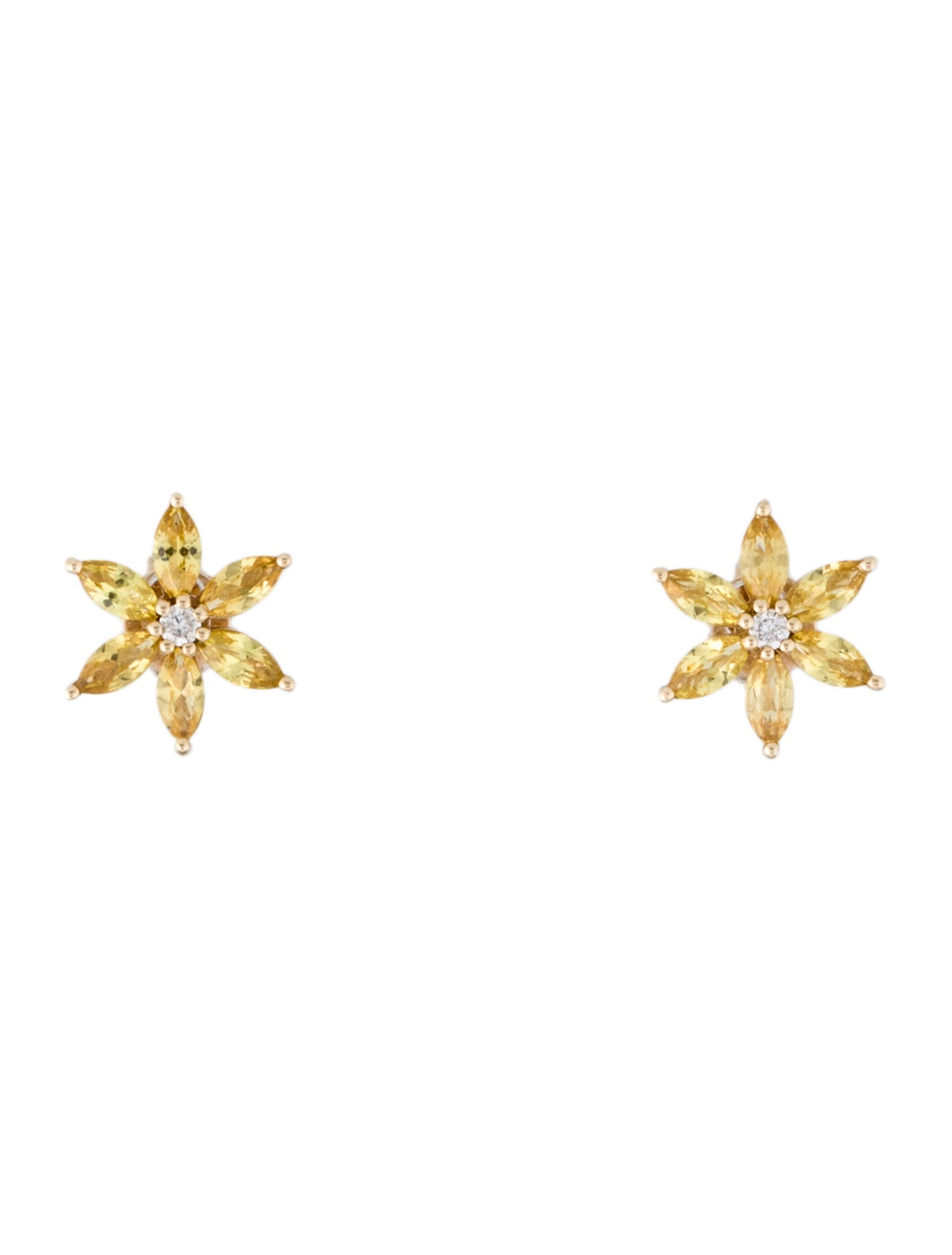 Earrings 14K 1.00ctw Sapphire & Diamond Flower Stud Earrings