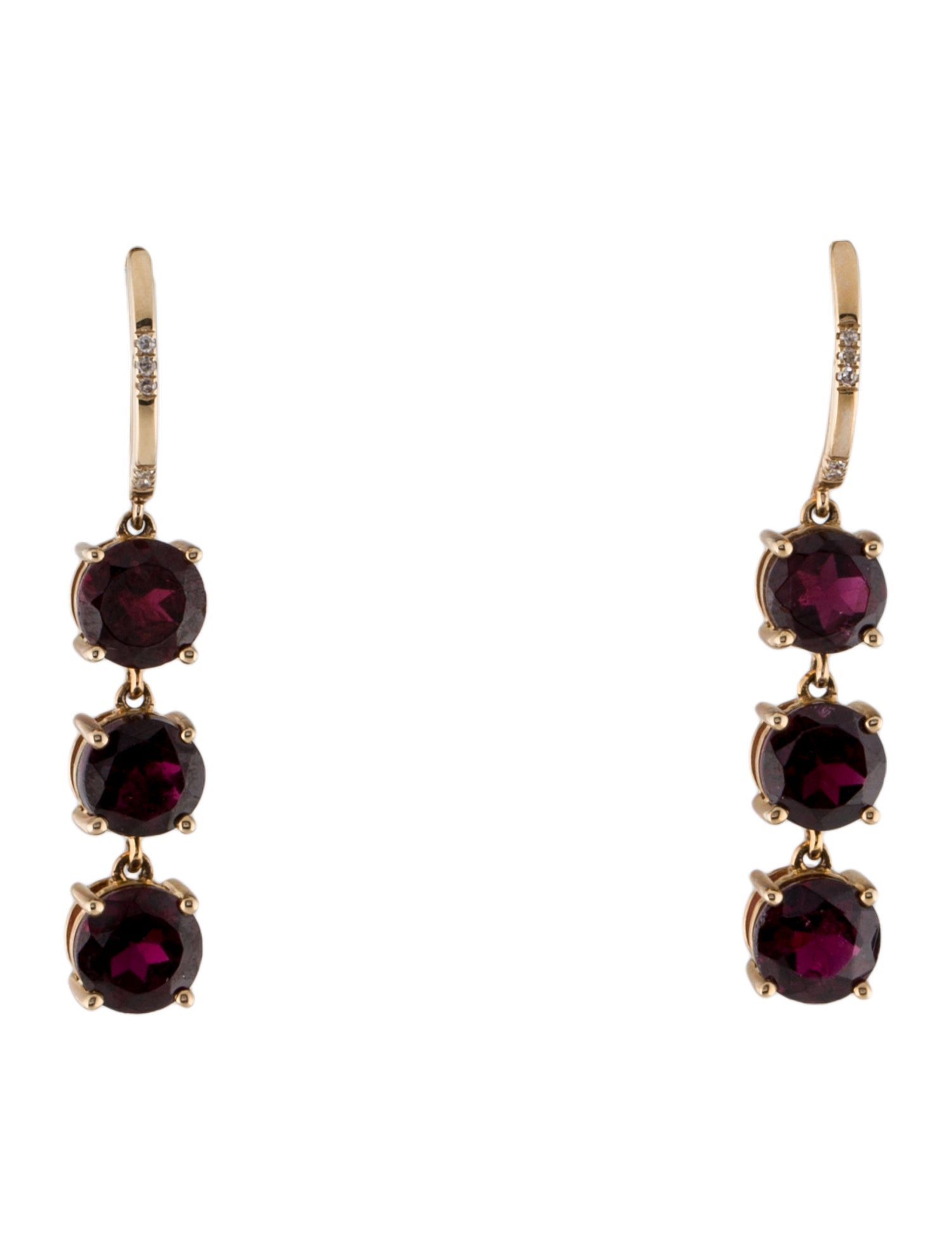 Earrings 14K Garnet & Diamond Huggie Drop Earrings