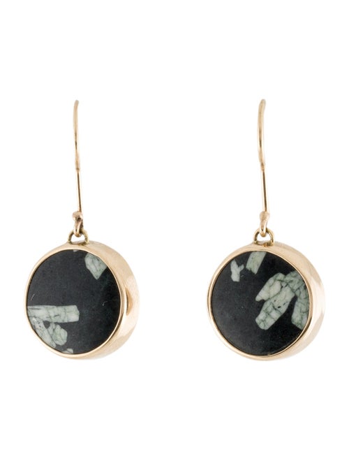 Earrings 14K Feldspar in Basalt Bezel Set Drop Earrings