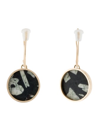 Earrings 14K Feldspar in Basalt Bezel Set Drop Earrings