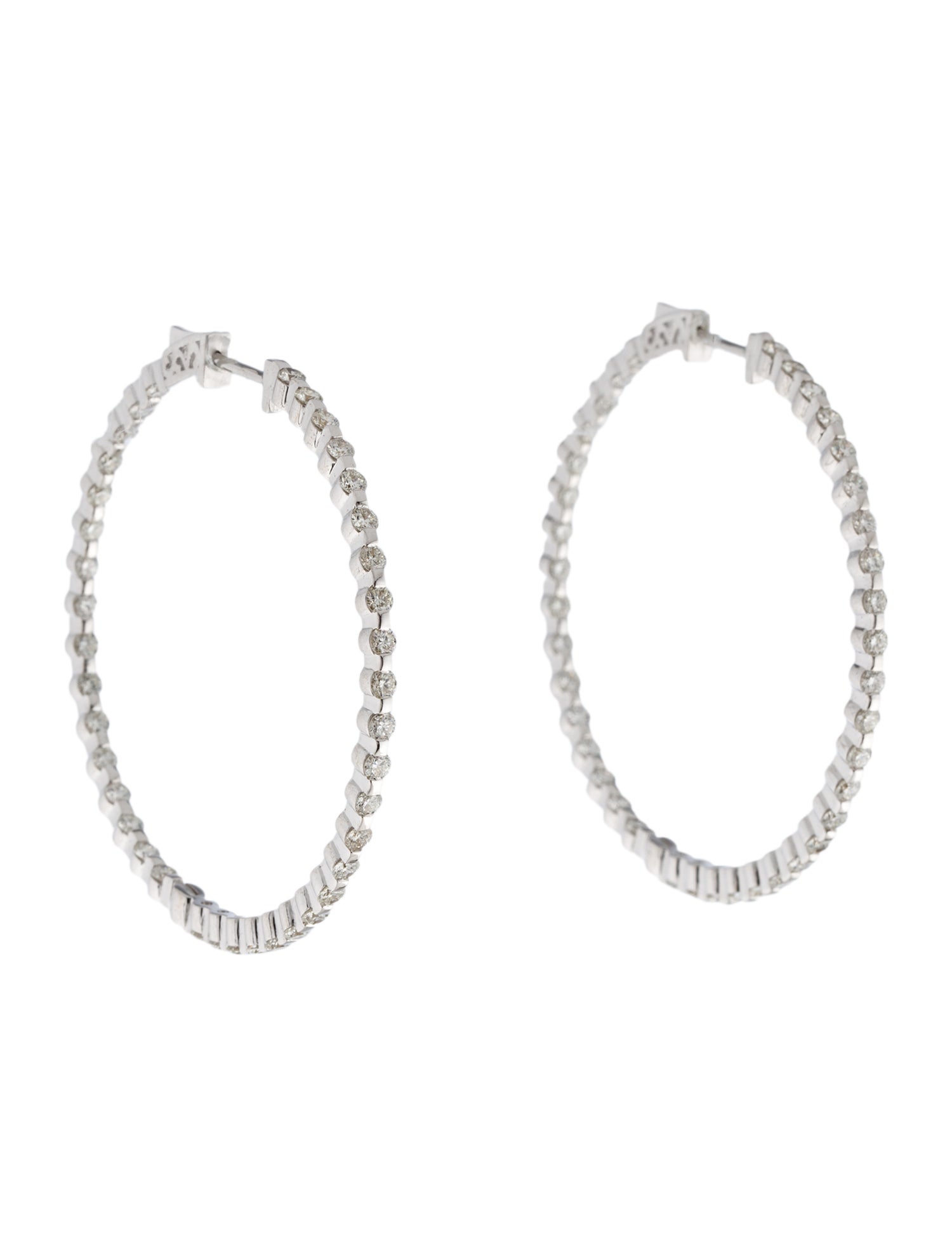 Earrings 18K 3.90ctw Diamond Hoop Earrings