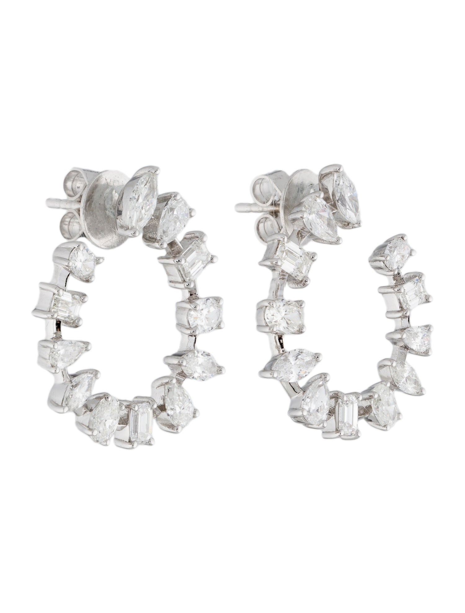 Earrings 18K 3.69ctw Diamond Hoop Earrings