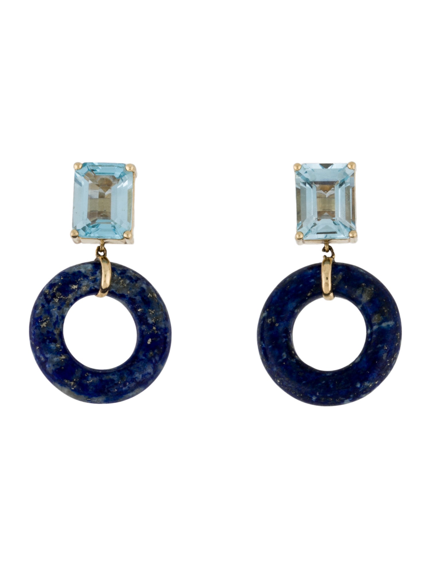 Earrings 14K Topaz & Lapis Lazuli Hololith Drop Earrings