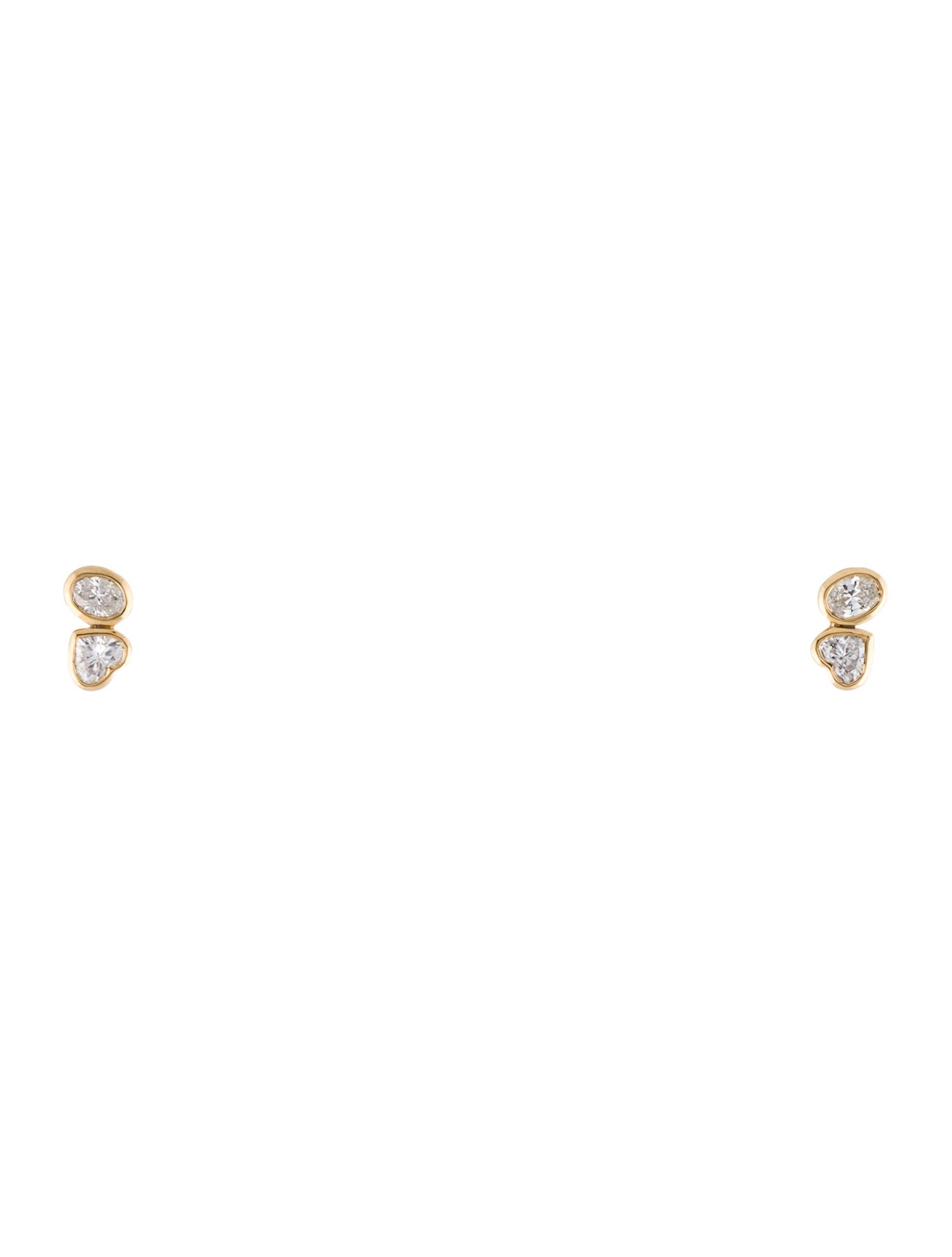 Earrings 18K Diamond Heart & Oval Stud