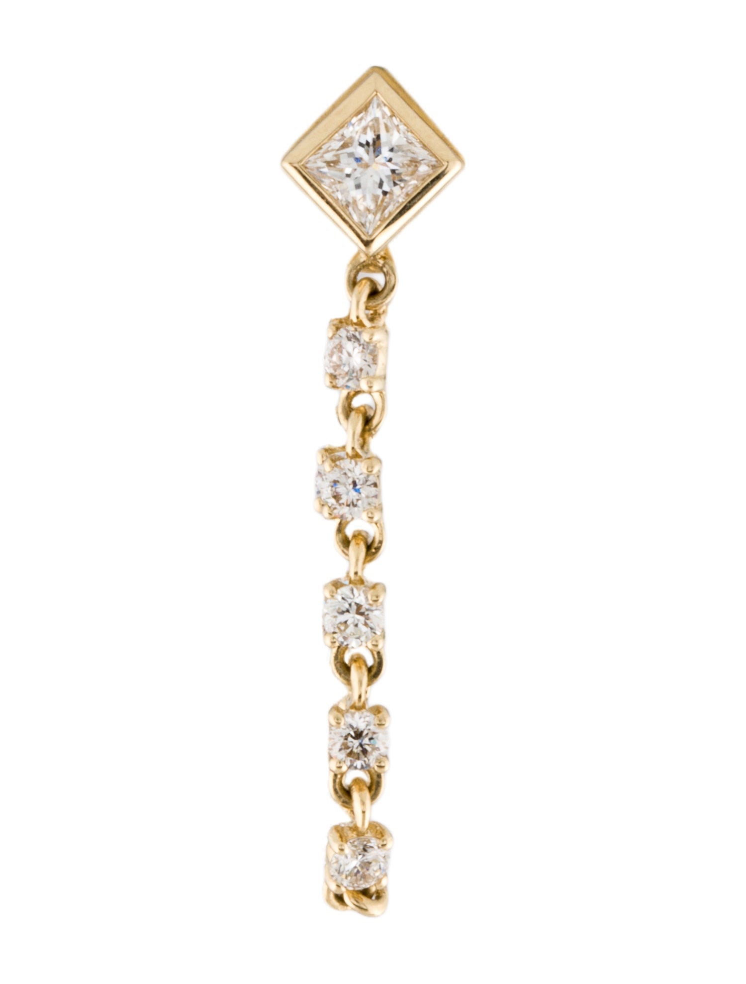 Earrings 14K Diamond Chain Drop Single Earring