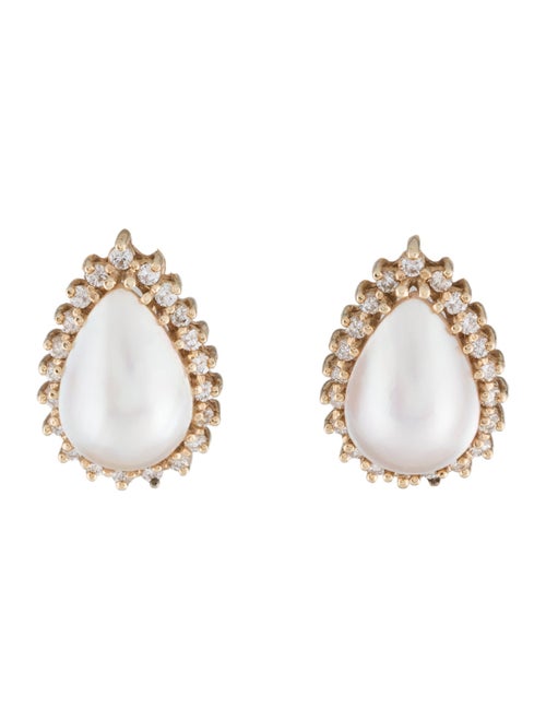 Earrings 14K Mabe Pearl & Diamond Earrings
