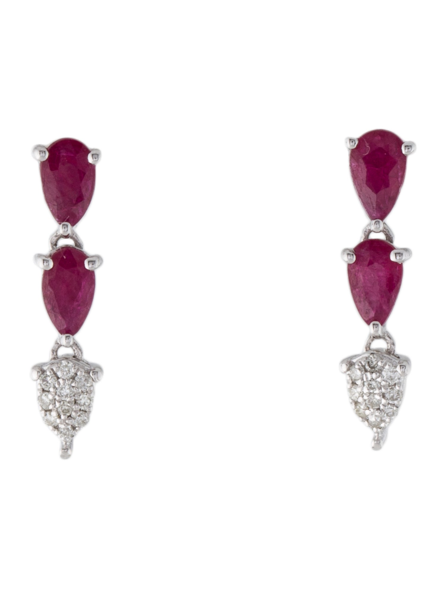 Earrings 14K Ruby & Diamond Drop Earrings