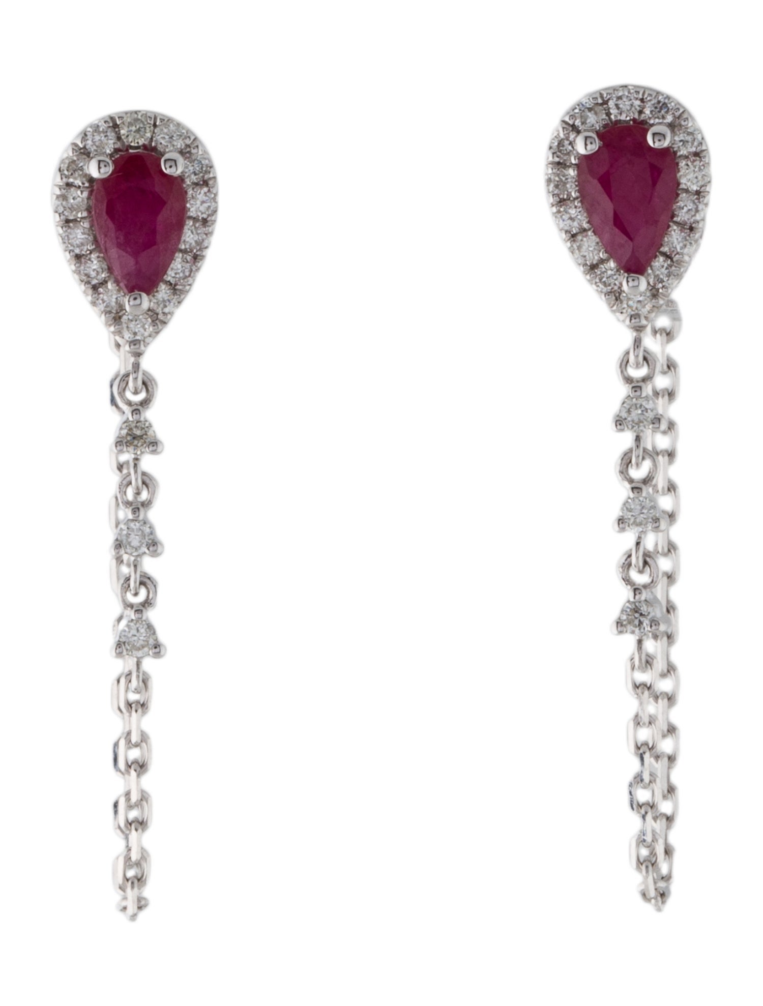 Earrings 14K Ruby & Diamond Drop Earrings