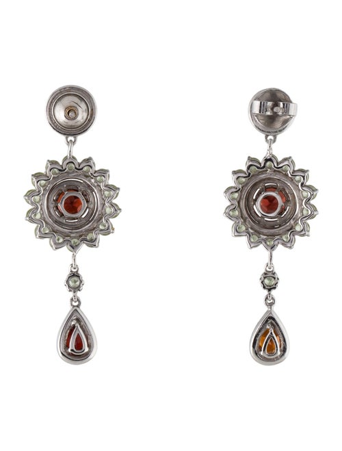 Earrings 18K Diamond, Garnet & Peridot Chandelier Earrings