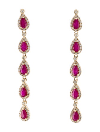 Earrings 14K Ruby 2.15ctw Ruby & Diamond Drop Earrings