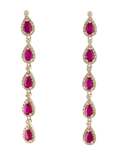 Earrings 14K Ruby 2.15ctw Ruby & Diamond Drop Earrings