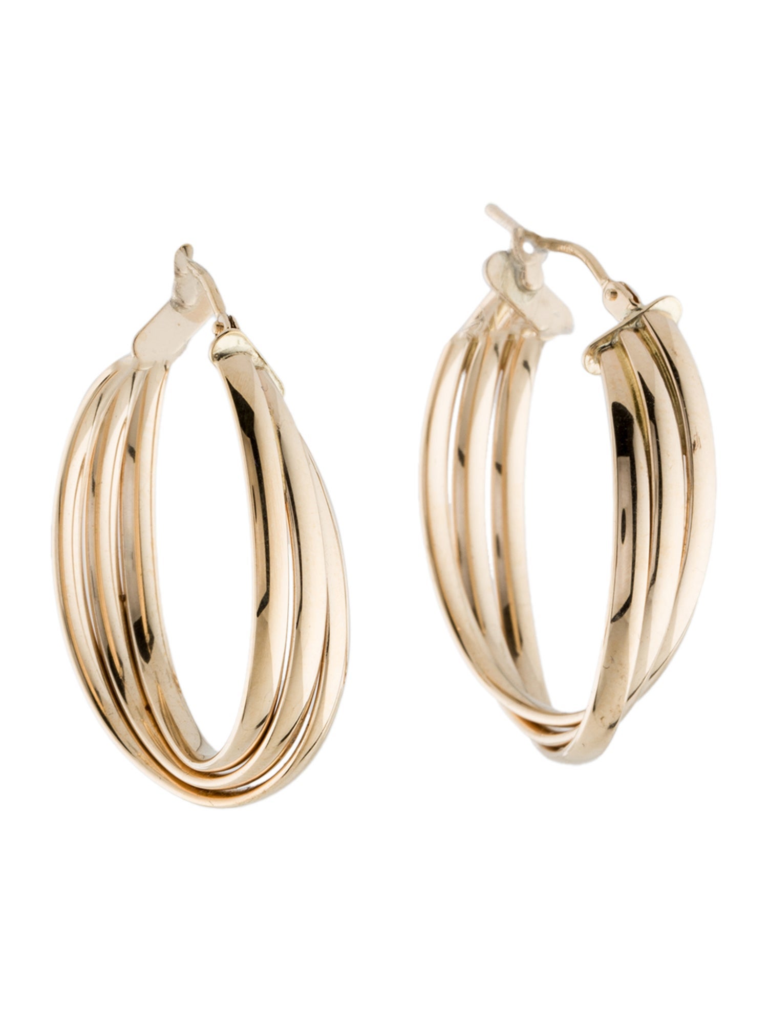 Earrings 14K Triple Tube Oval Hoop