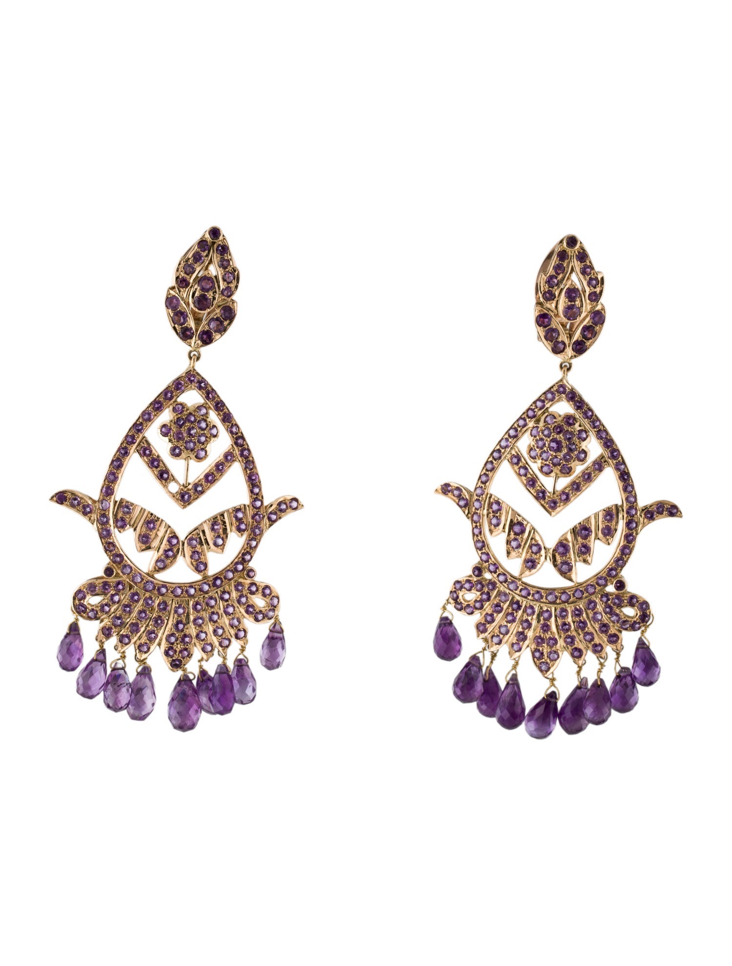 Earrings 14K Amethyst Chandelier