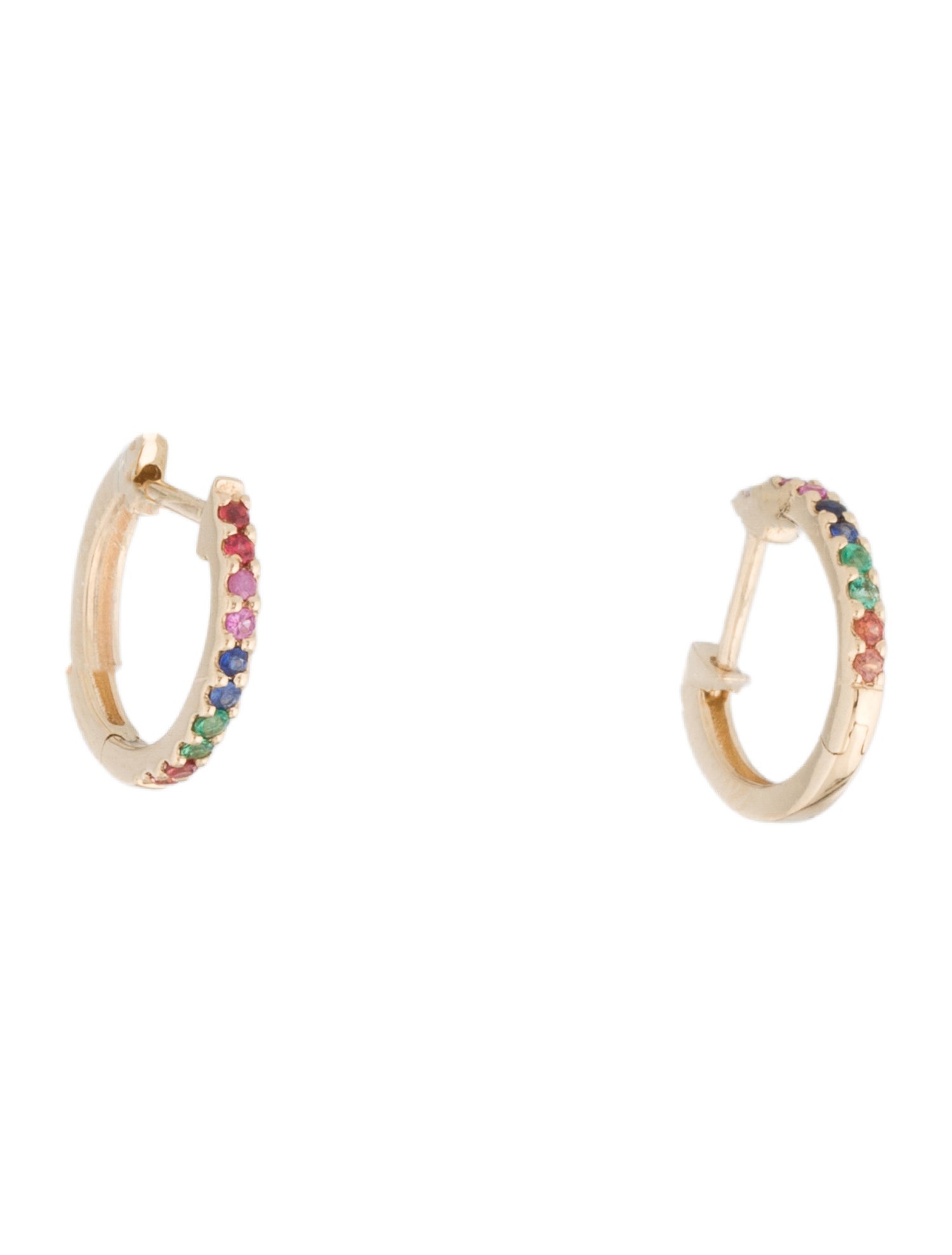 Earrings 14K Sapphire & Tsavorite Huggie Earrings