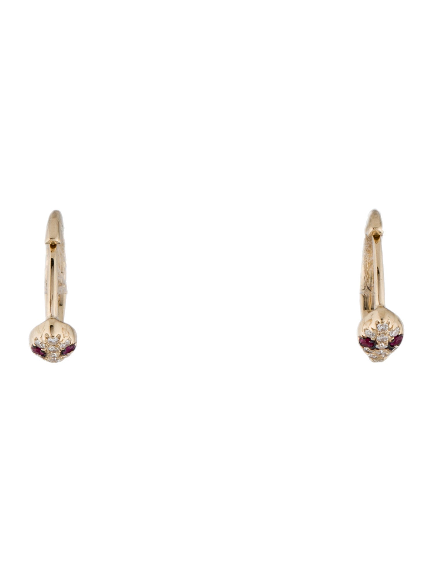 Earrings 14K Ruby & Diamond Snake Huggie Earrings