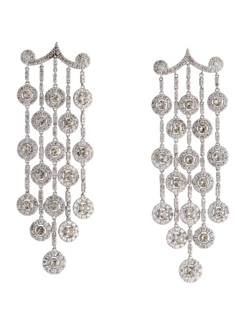 Earrings 18K 5.10ctw Diamond & Smoky Quartz Chandelier Earrings