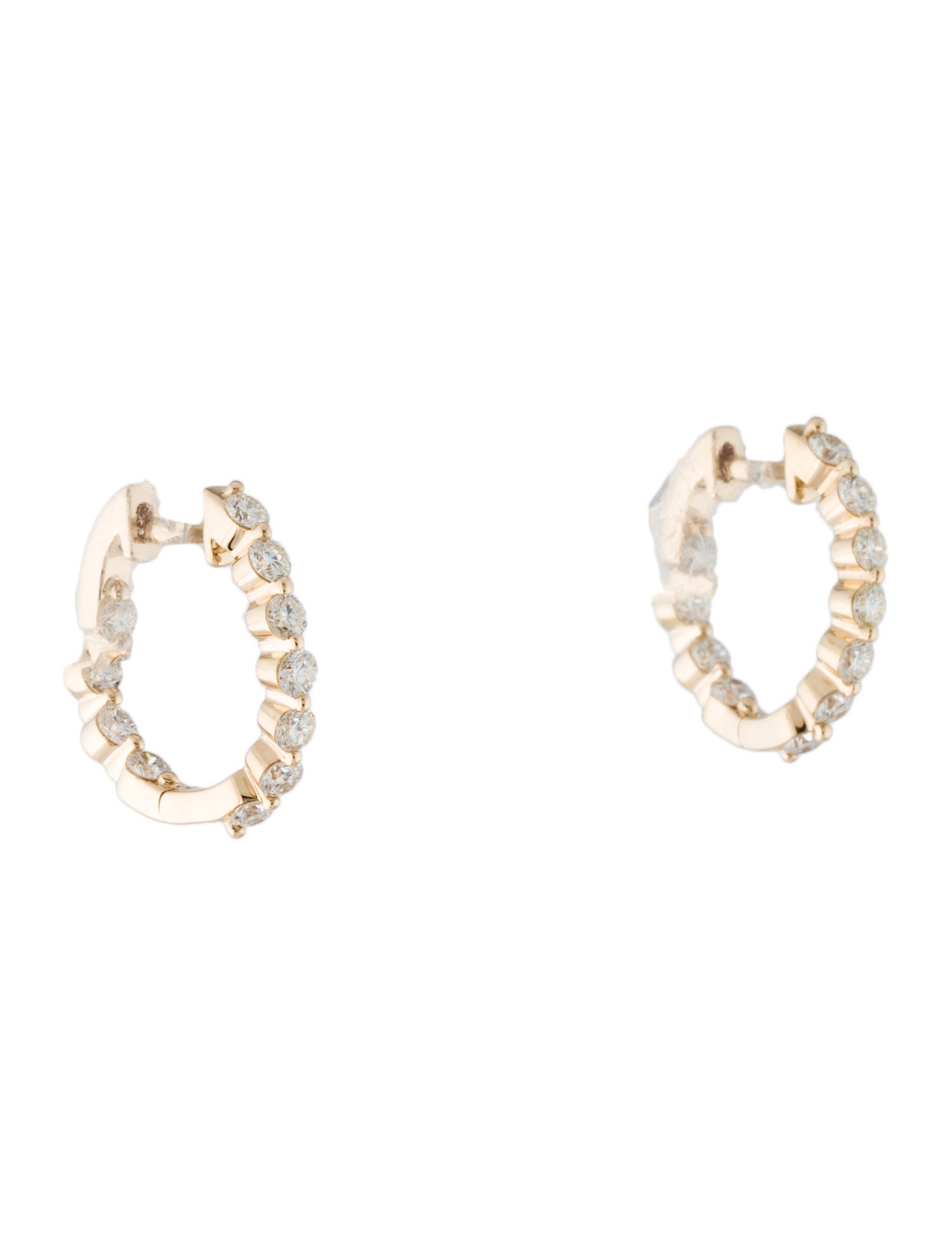 Earrings 14K Diamond Slight Wave Huggie Hoop Earrings