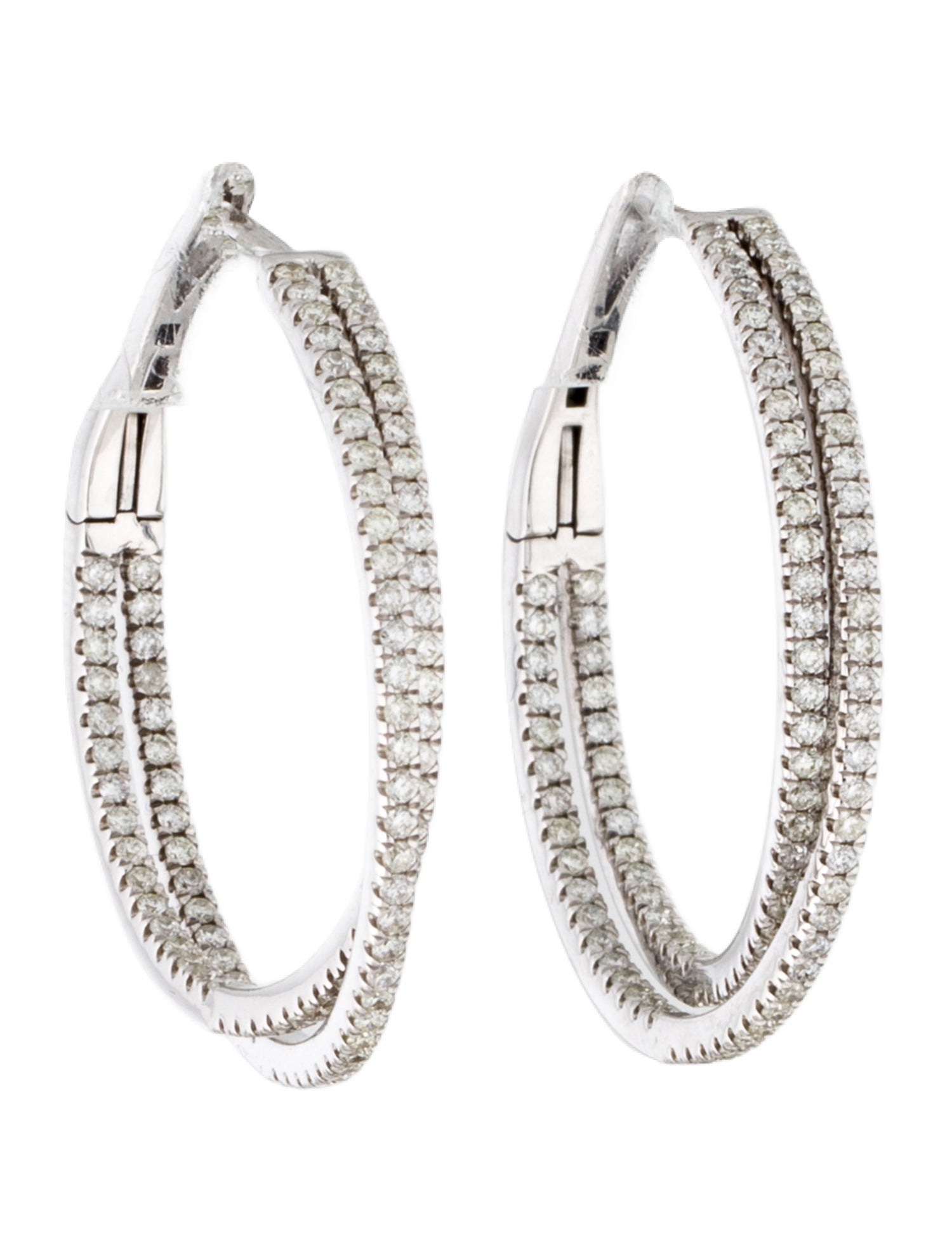 Earrings 14K 1.18ctw Diamond Inside-Outside Hoop Earrings