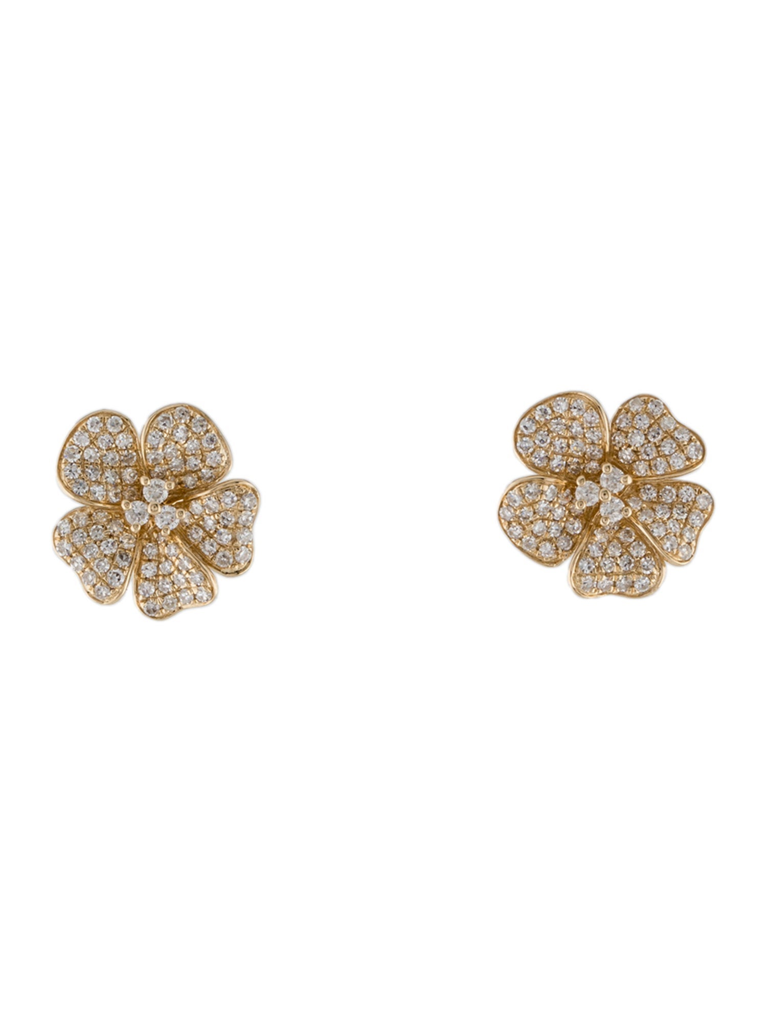 Earrings 14K Diamond Flower Stud