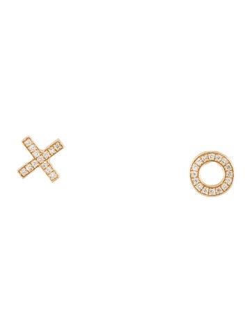 Earrings Stud 14K Diamond XO