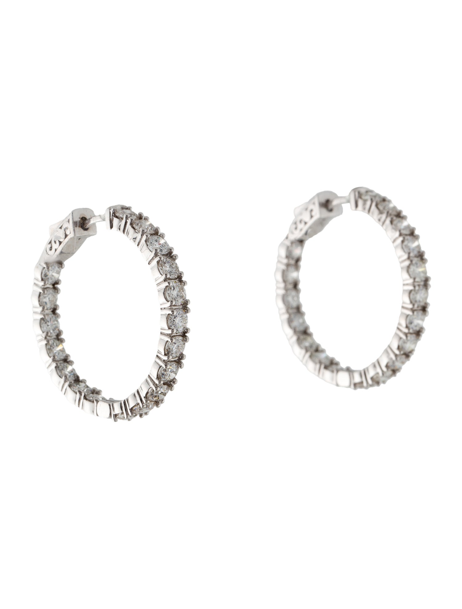 Earrings 14K 5.40ctw Diamond Inside Out Hoop Earrings