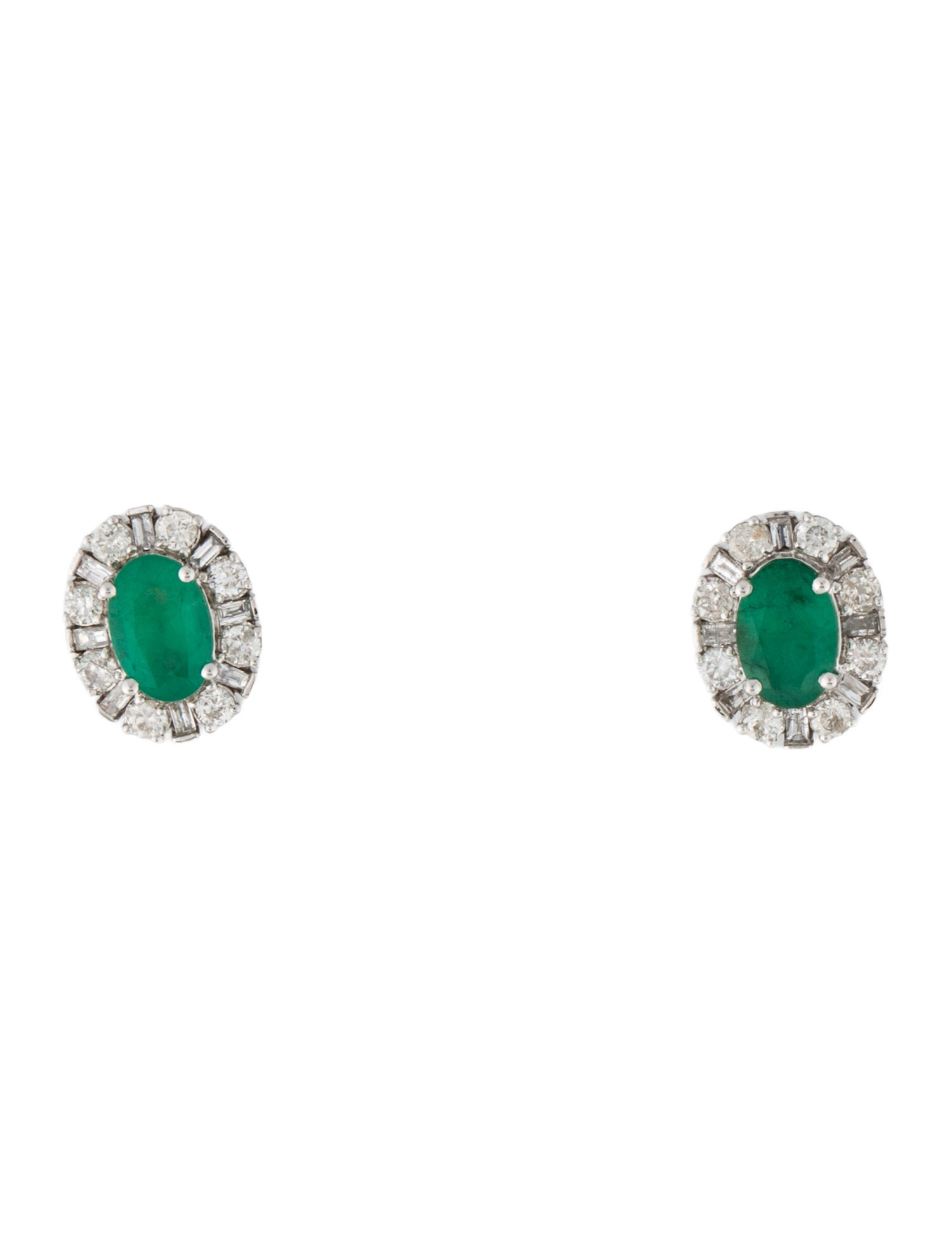 Earrings 14K Emerald & Diamond Stud Earrings