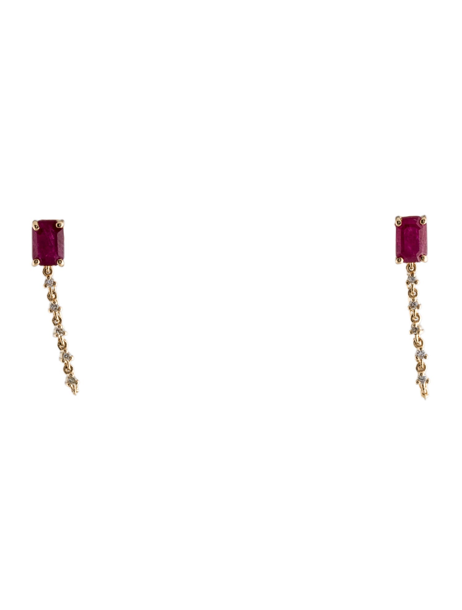 Earrings 14K Ruby & Diamond Drop Earrings