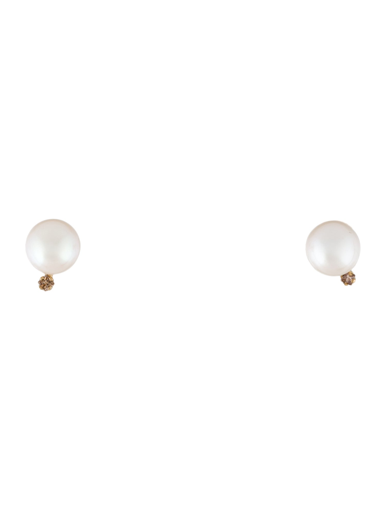 Earrings 14K Pearl & Diamond Stud Earrings