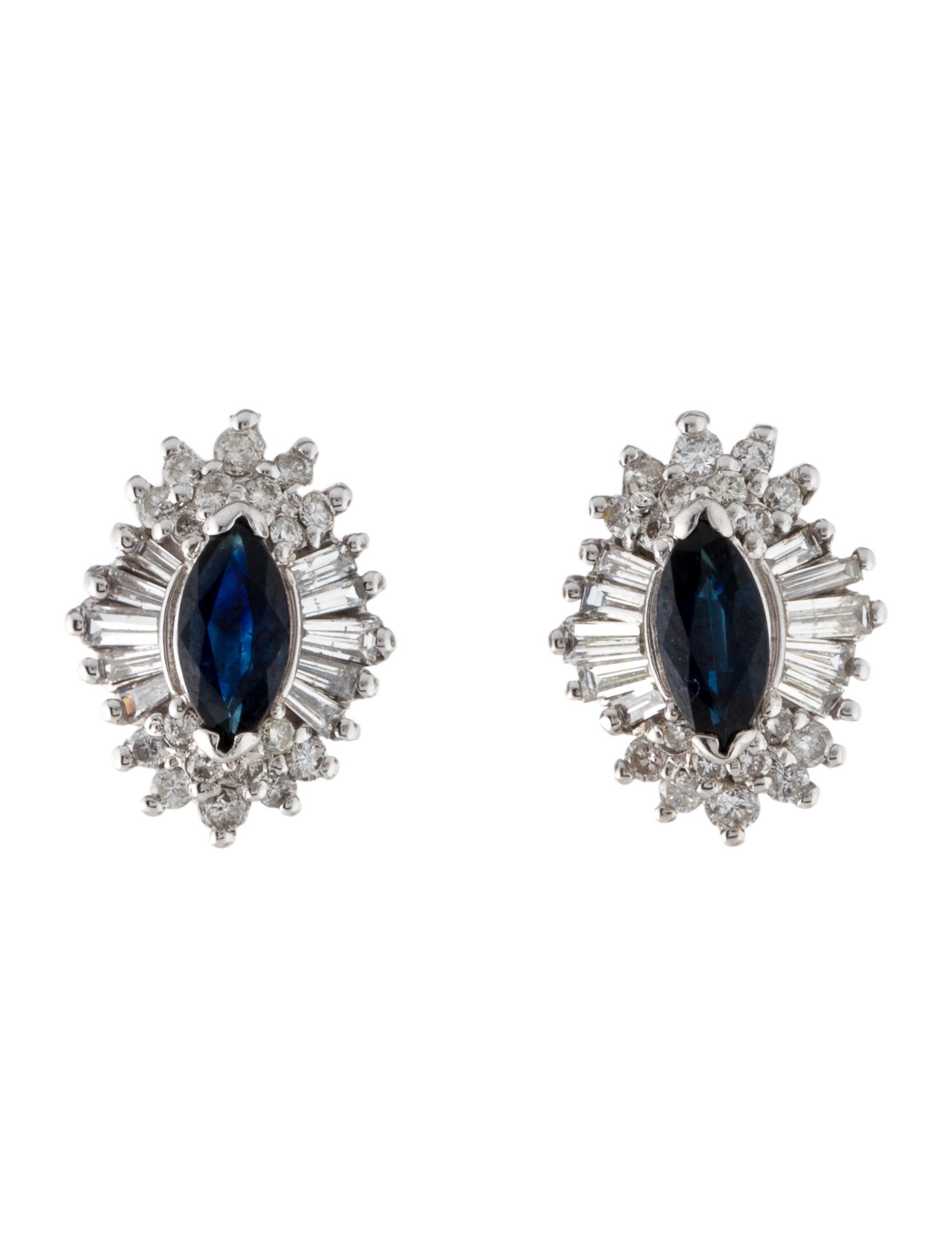 Earrings 14K Sapphire & Diamond Earclips