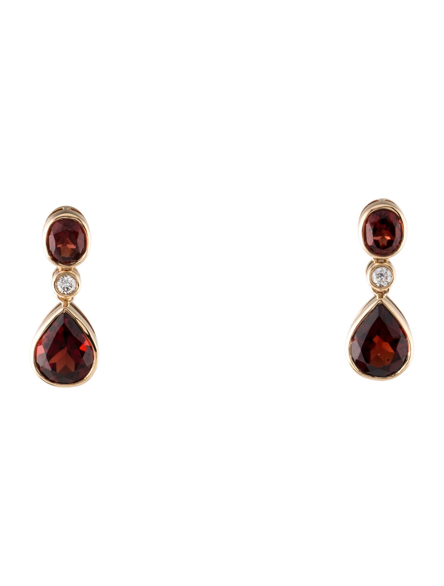 Earrings 14K 3.70ctw Garnet & Diamond Drop Earrings