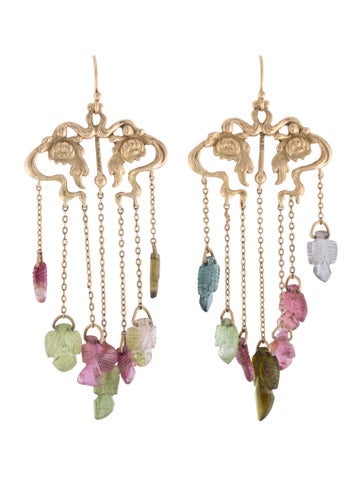 Earrings Chandelier 14K Tourmaline