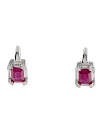 Earrings 18K 2.10ctw Ruby & Diamond Drop Earclips