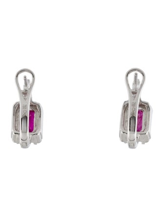 Earrings 18K 2.10ctw Ruby & Diamond Drop Earclips