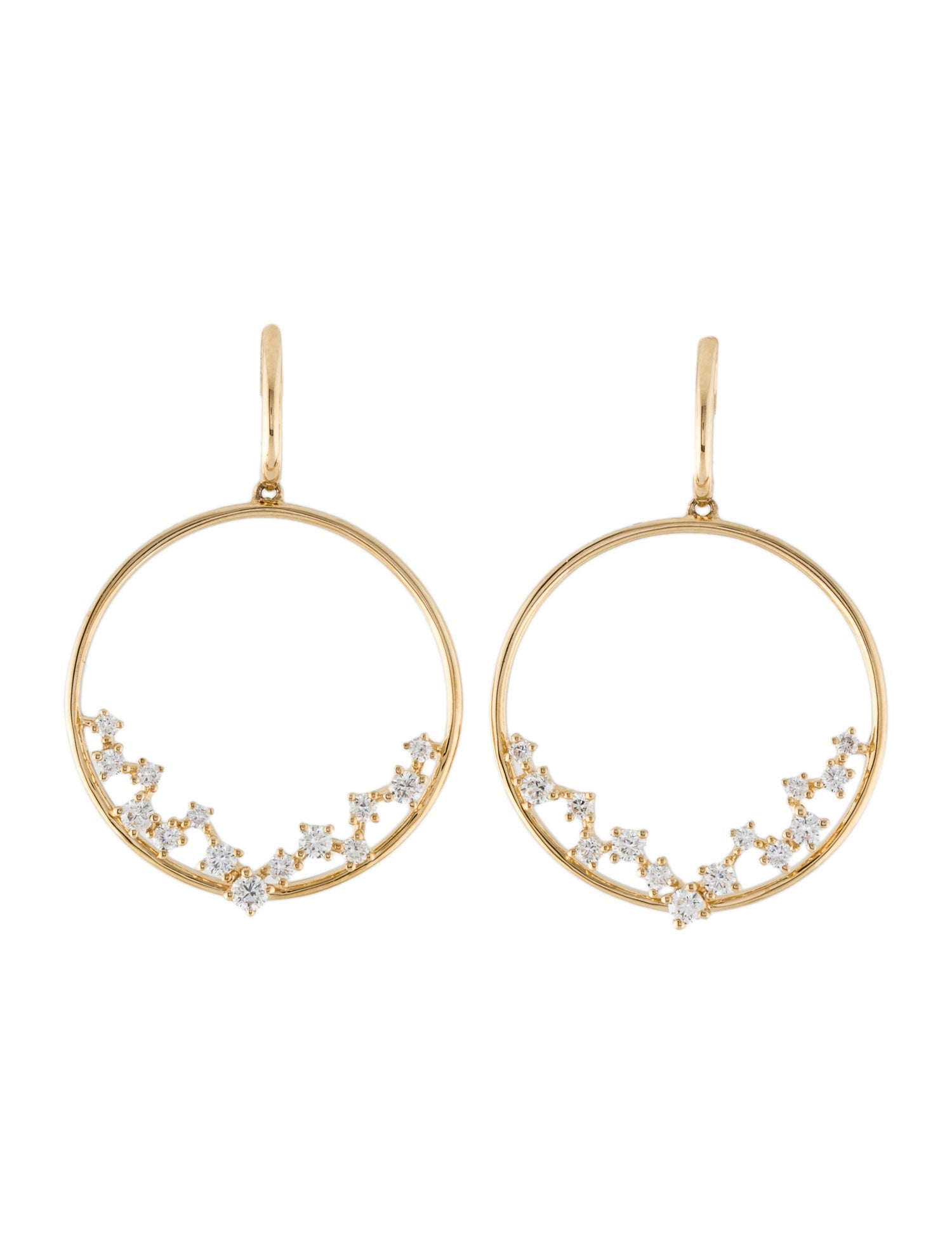 Earrings 14K Diamond Circle Drop Earrings