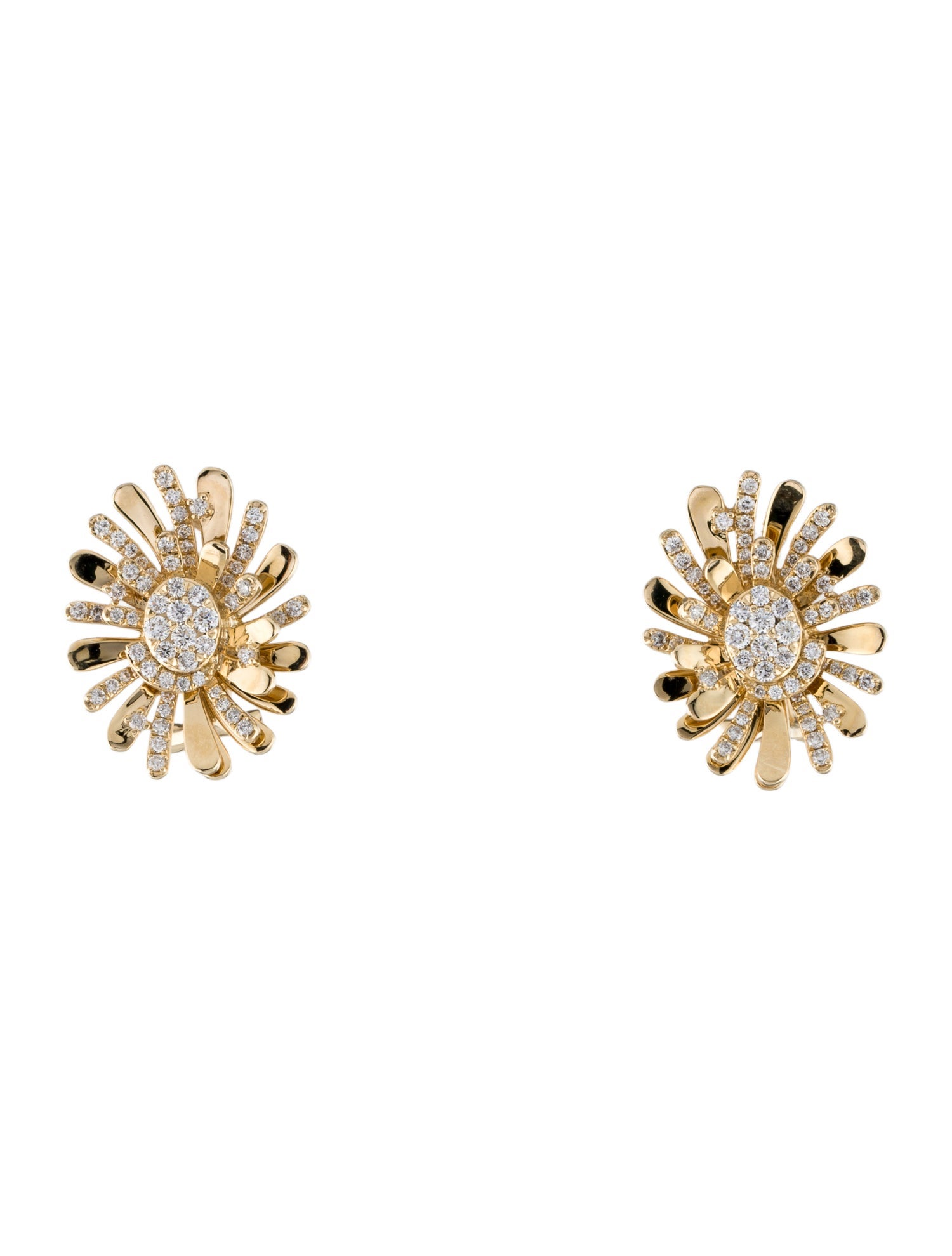 Earrings 14K Diamond Flower Earclips