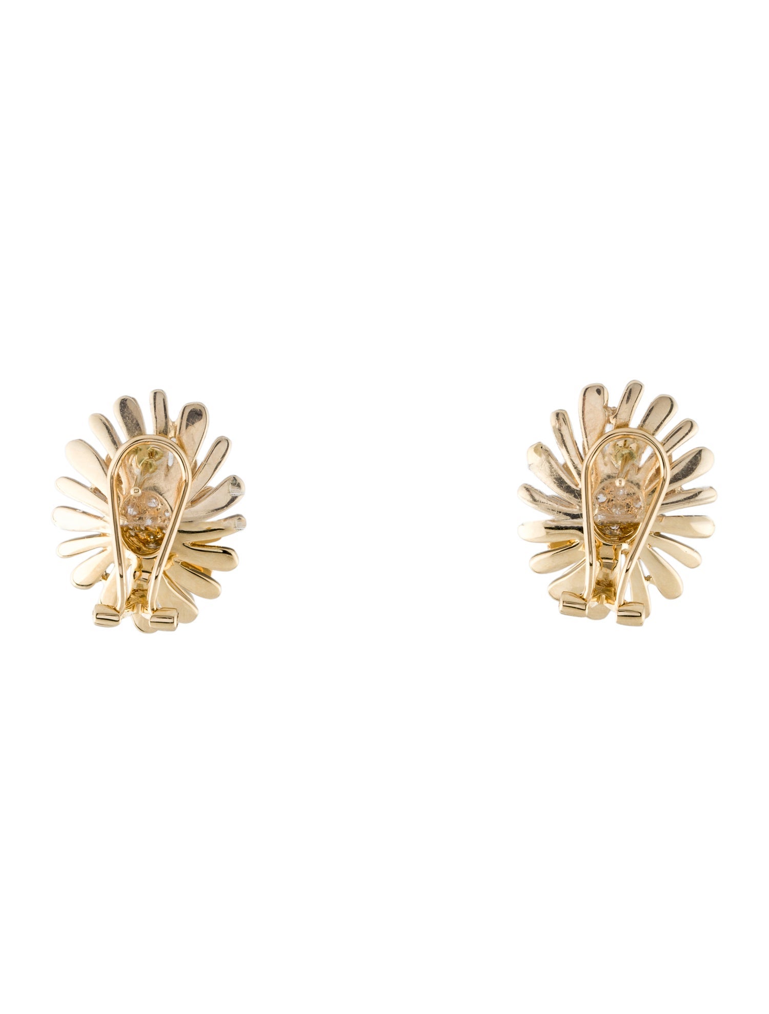 Earrings 14K Diamond Flower Earclips