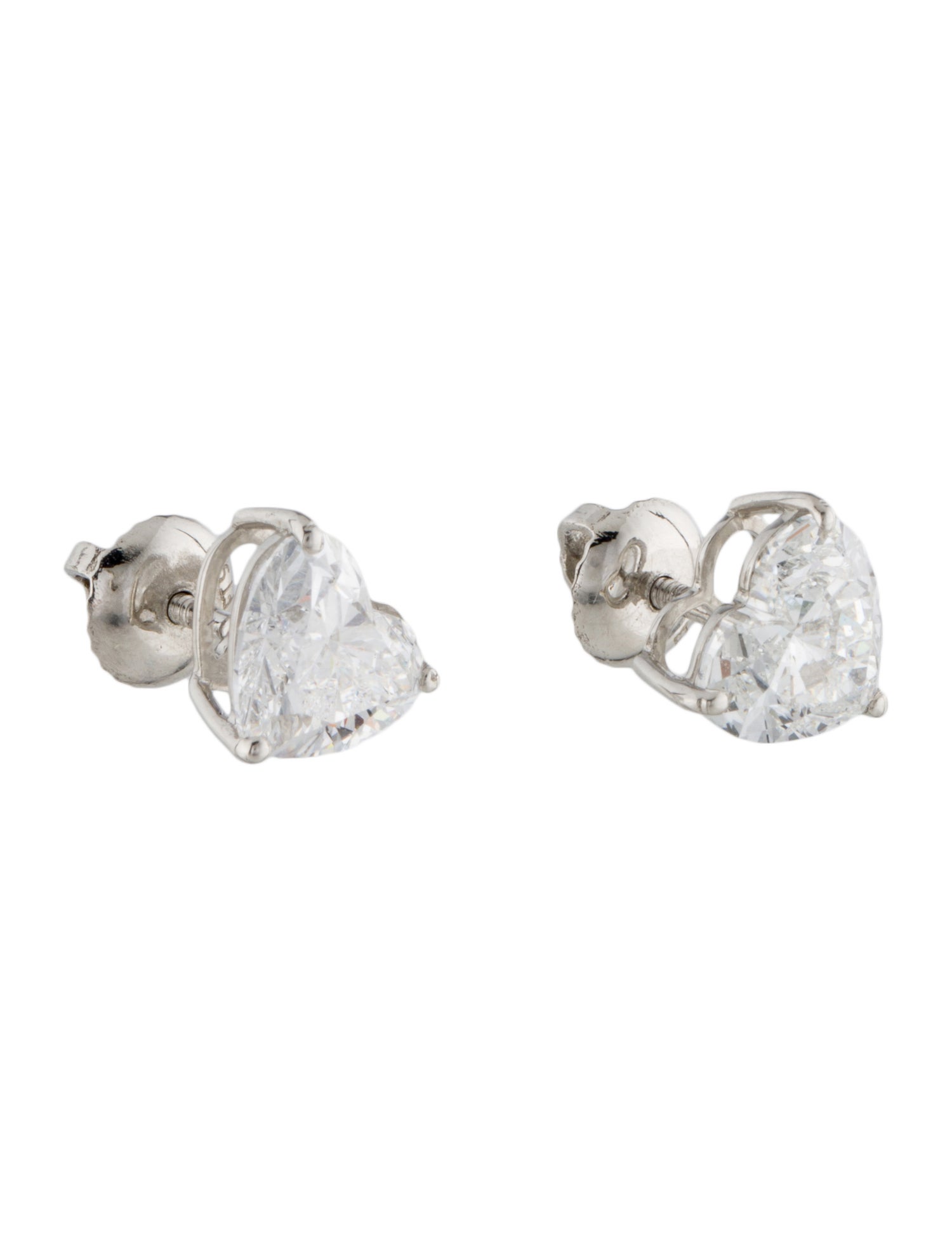 Earrings Platinum 3.48ctw Lab-Grown Diamond Heart Stud Earrings