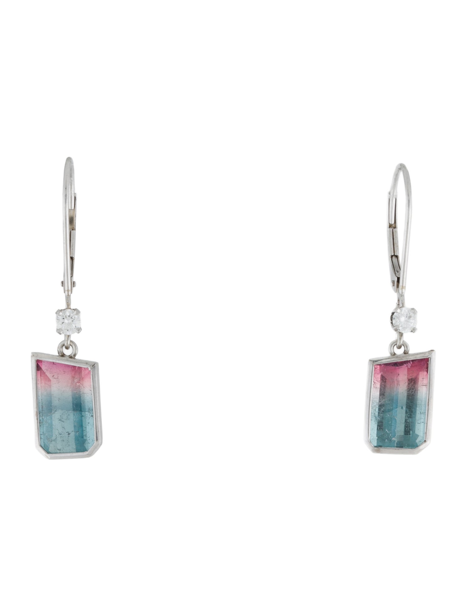 Earrings 18K Parti-Colored Tourmaline & Diamond Drop