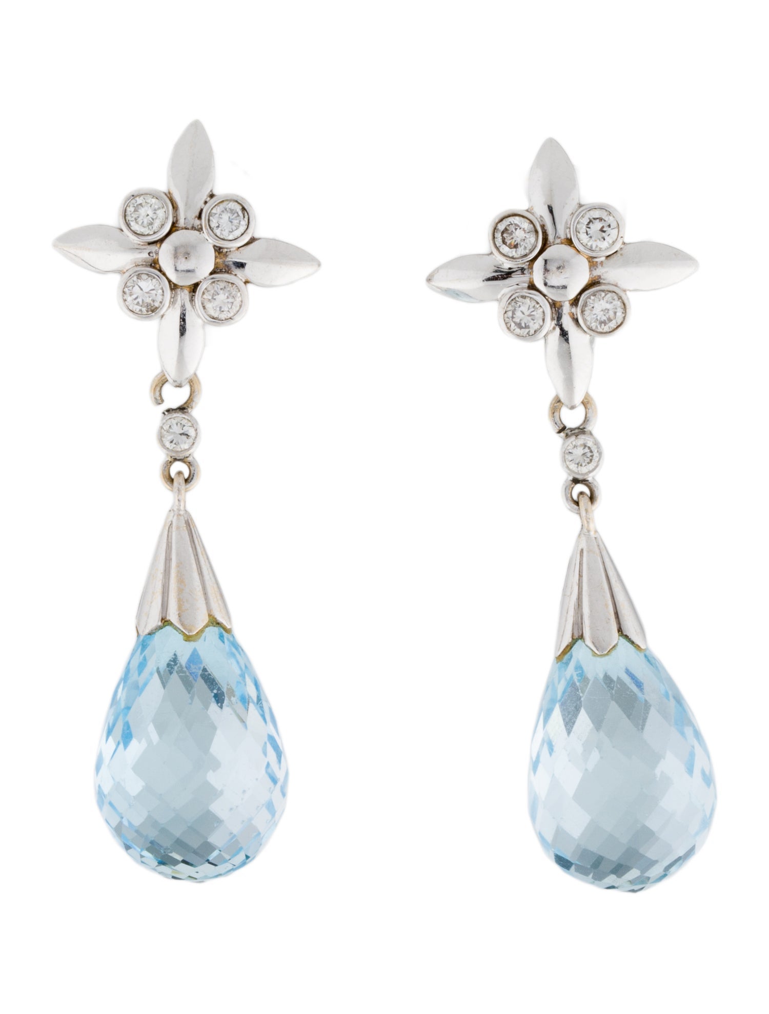 Earrings 18K Topaz & Diamond Drop Earrings