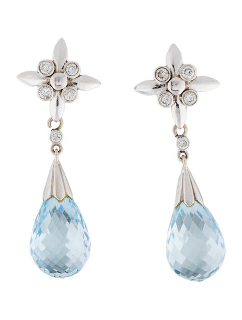Earrings 18K Topaz & Diamond Drop Earrings