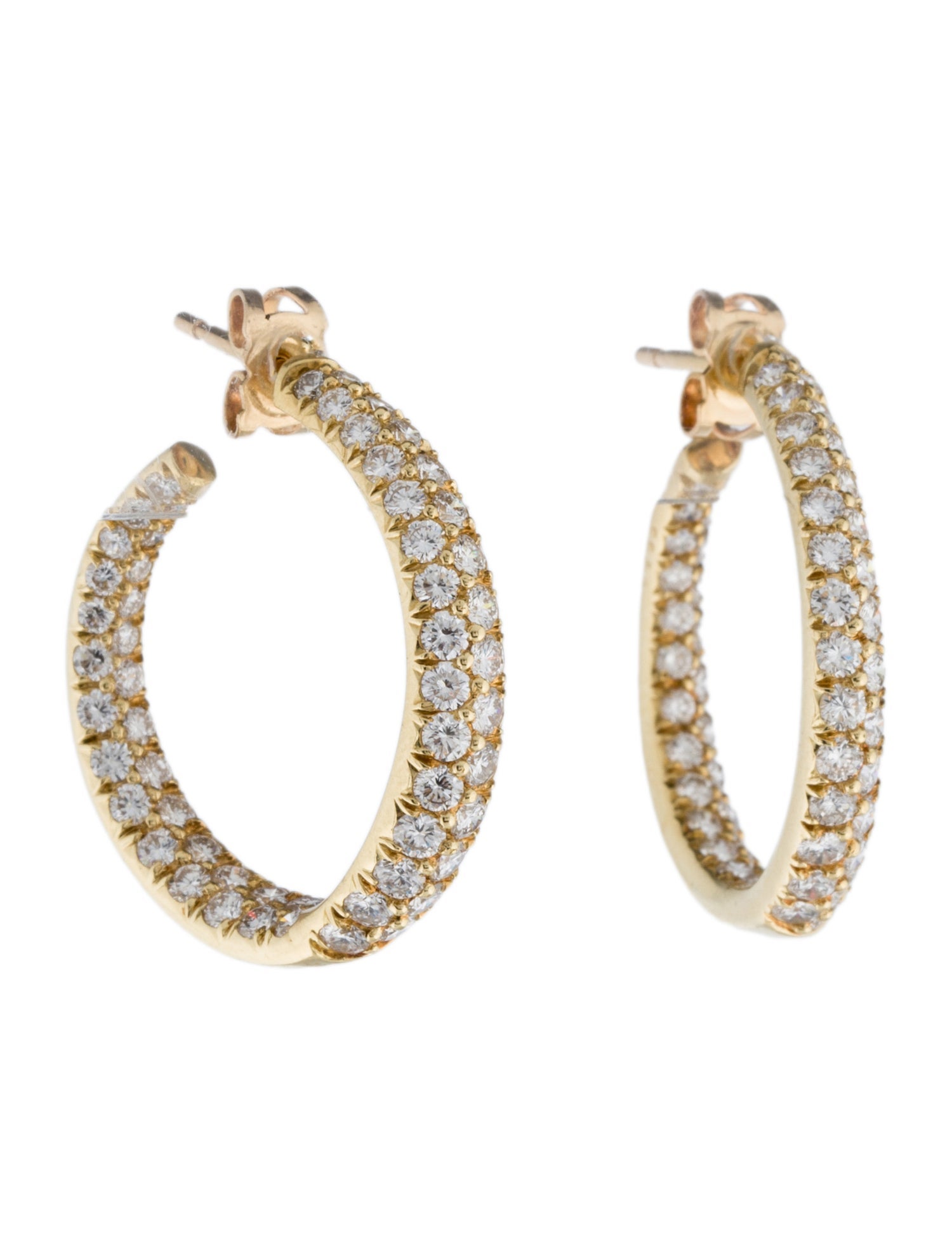 Earrings 18K 3.36ctw Diamond Pave Inside Out Hoop