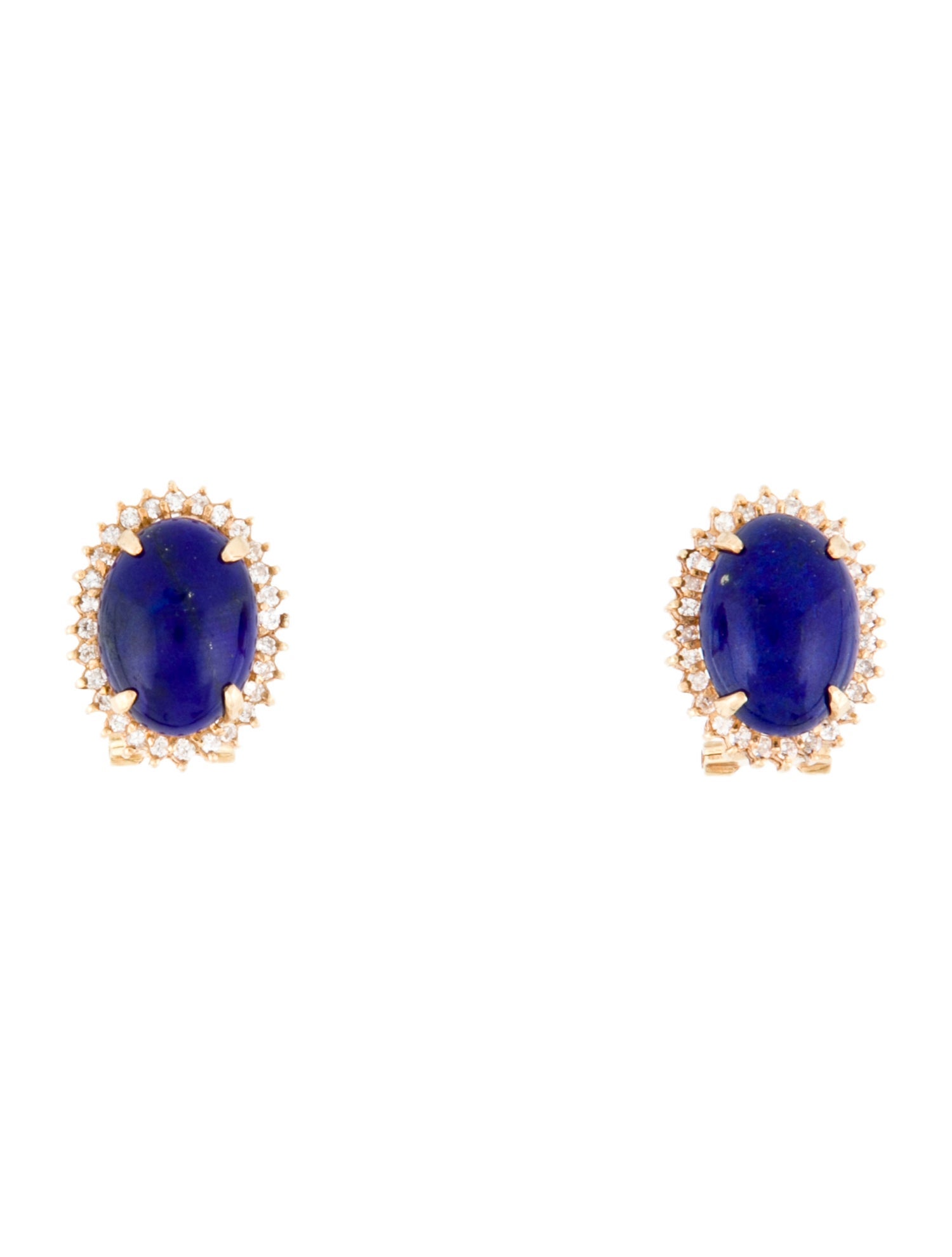 Earrings 14K 11.03ct Lapis Lazuli & Diamond Earlips