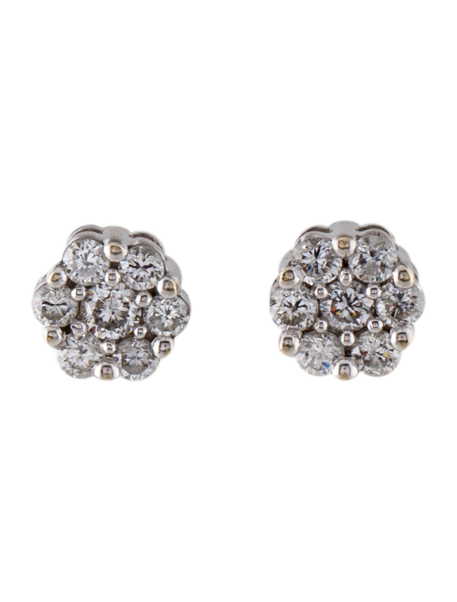 Earrings 14K Diamond Cluster Stud Earrings