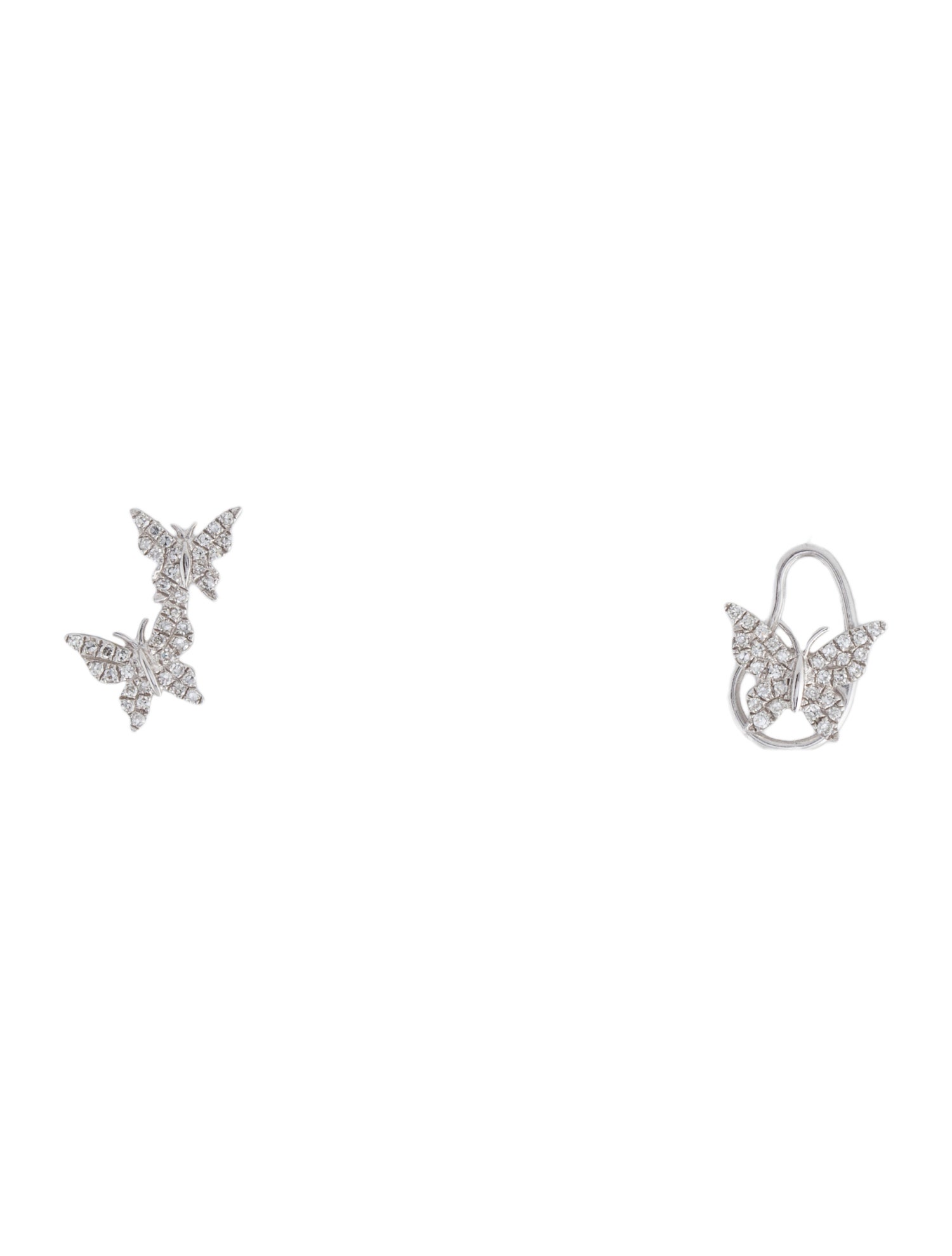 Earrings 14K Diamond Pave Butterfly Stud