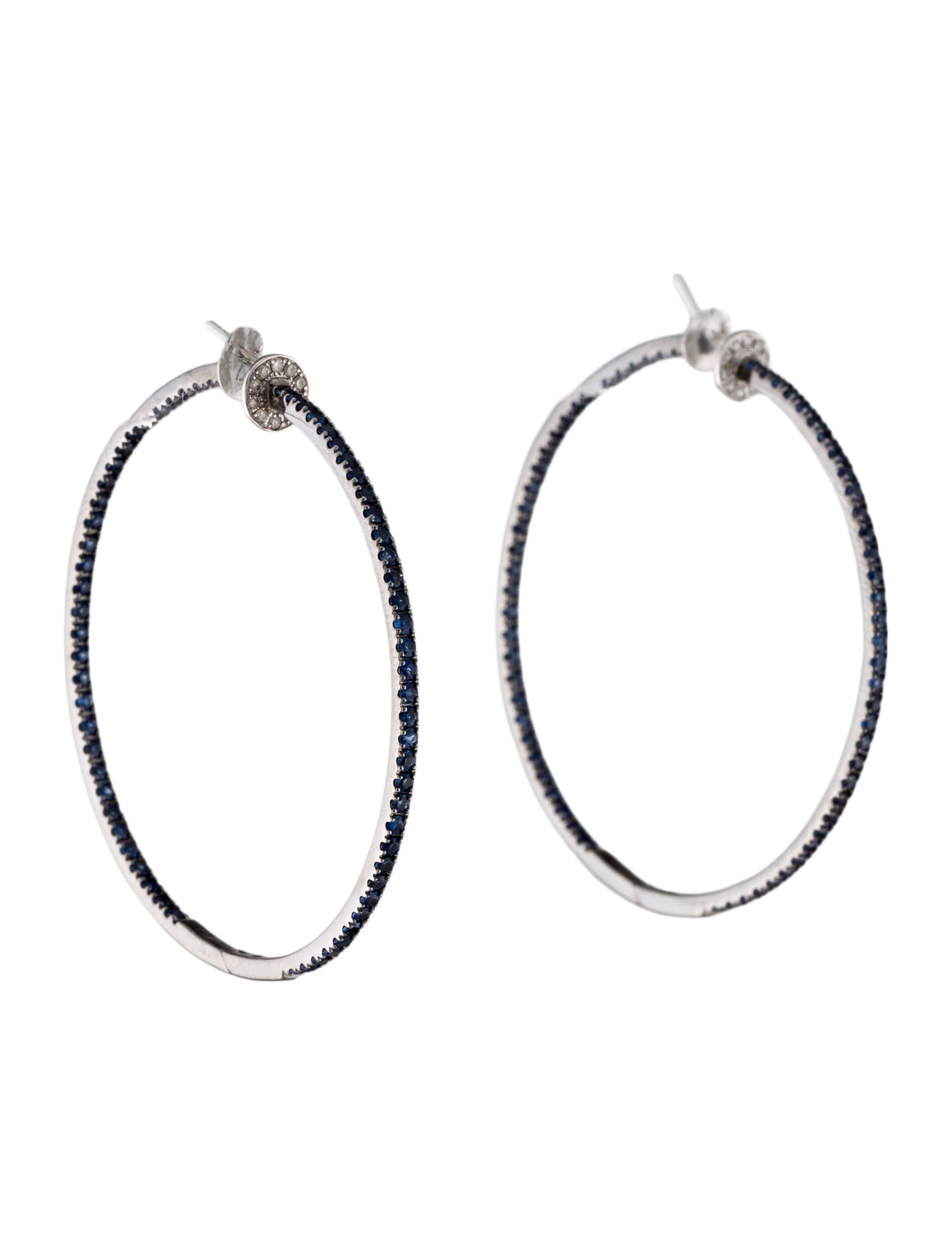 Earrings 18K 2.41ctw Sapphire & Diamond Hoop